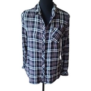 Beachlunchlounge Black & Pink Plaid Flannel Shirt